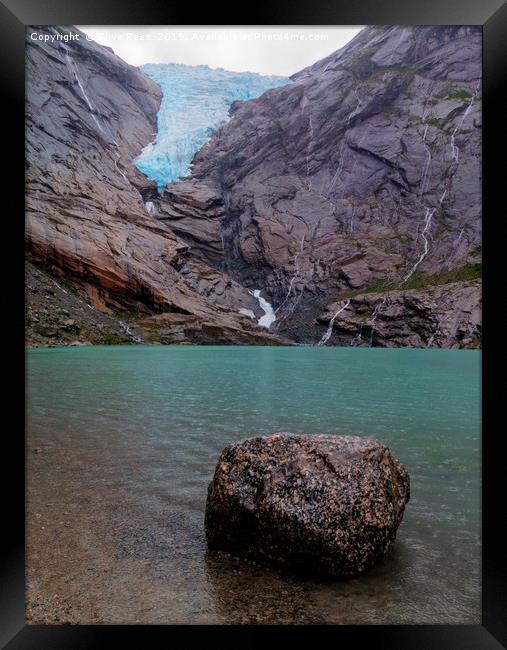 Ice blue Briksdal Glacier Norway Framed Print by Clive Rees