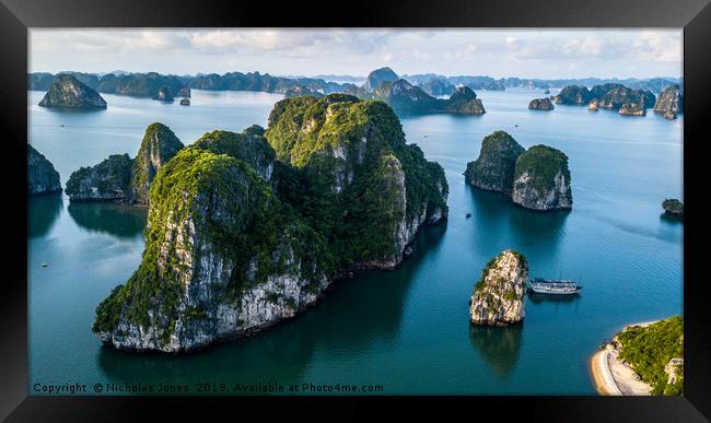 Ha Long Bay and 1000 islands  Framed Print by Nicholas Jones