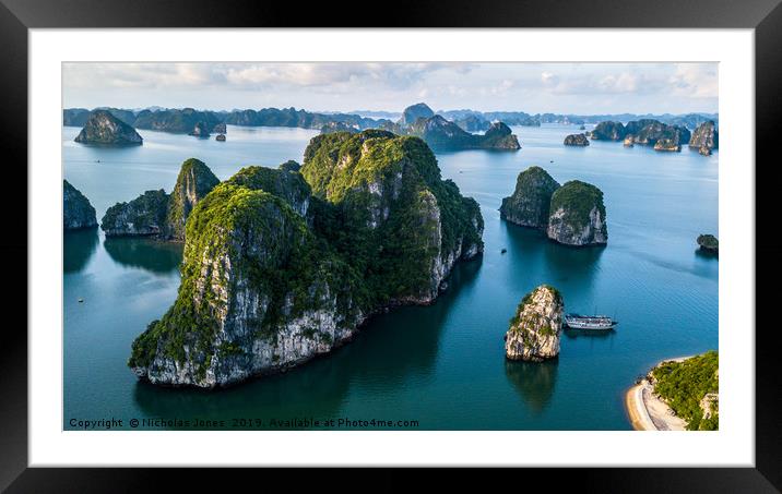Ha Long Bay and 1000 islands  Framed Mounted Print by Nicholas Jones