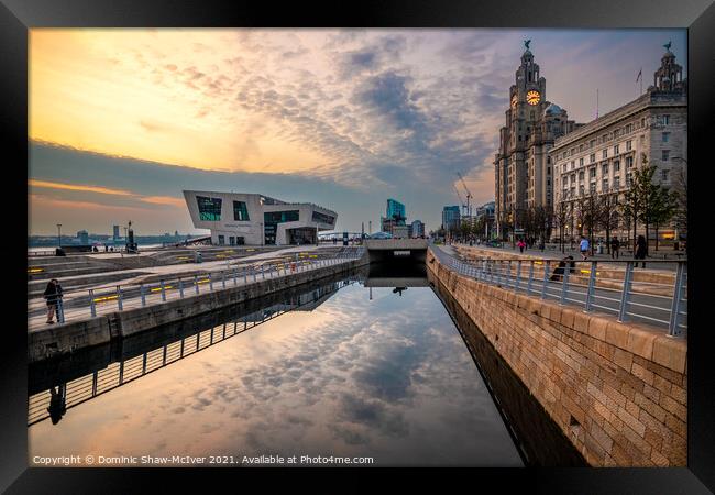 A Golden Sunset at Liverpool's Pier Head Framed Print by Dominic Shaw-McIver