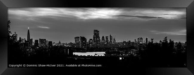 London skyline at sunset - monochrome Framed Print by Dominic Shaw-McIver