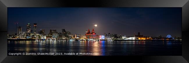 Moonrise over Liverpool waterfront Framed Print by Dominic Shaw-McIver