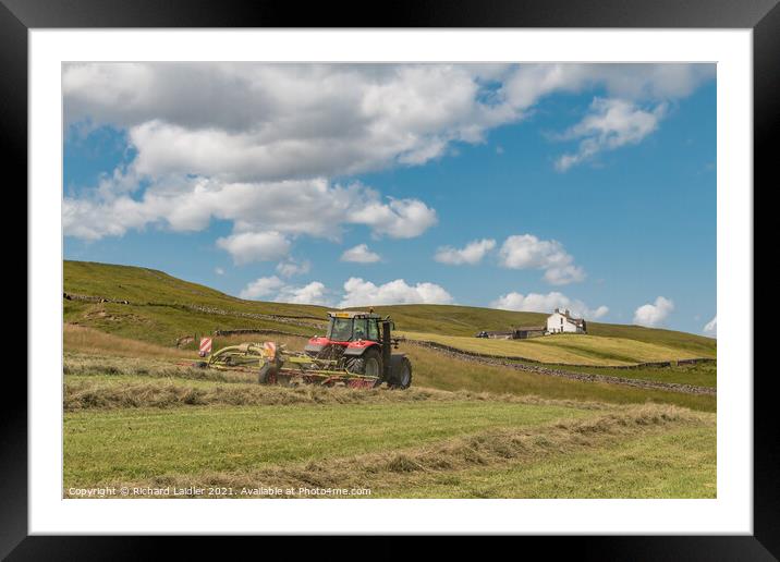 Haymaking at Binks House, Teesdale (2) Framed Mounted Print by Richard Laidler