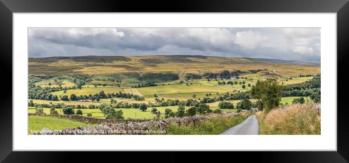 Down Miry Lane to Newbiggin and Holwick Panorama Framed Mounted Print by Richard Laidler