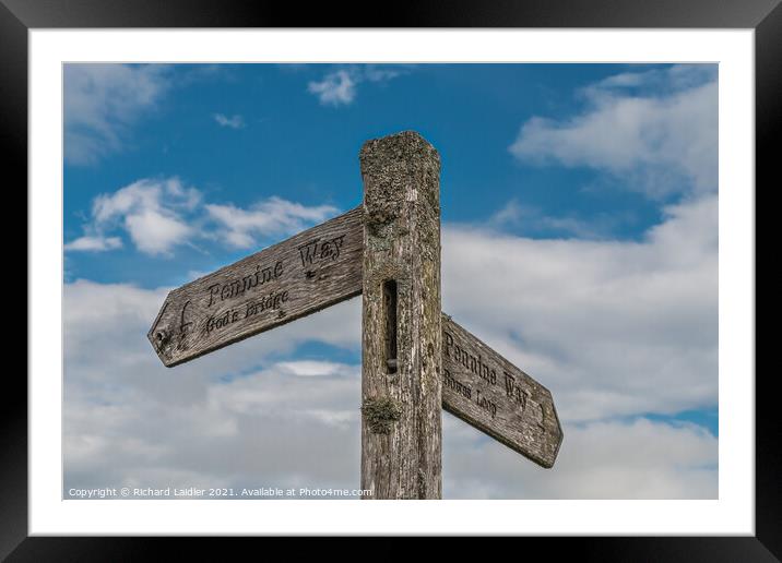 Pennine Way Signpost, Gods Bridge and Bowes Loop  Framed Mounted Print by Richard Laidler