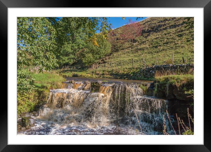 Ettersgill Waterfall in Autumn Sun Framed Mounted Print by Richard Laidler