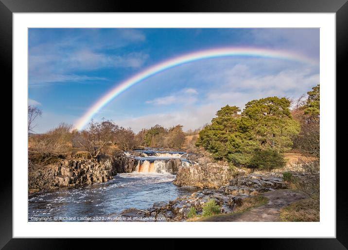 Rainbow at Low Force Waterfall Framed Mounted Print by Richard Laidler