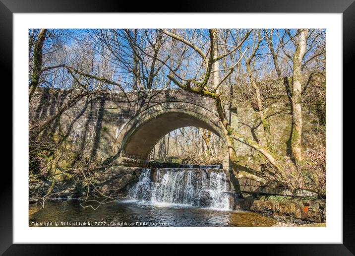 Bridge and Waterfall at Bow Lee Beck Framed Mounted Print by Richard Laidler