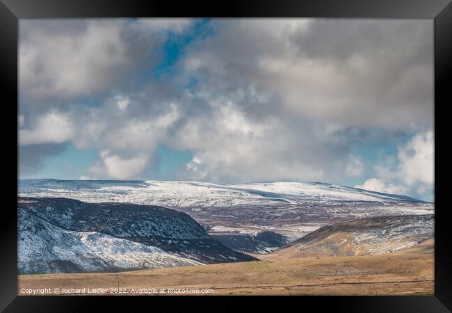 Cronkley Scar, Mickle Fell and Widdybank Fell with a dusting of snow Framed Print by Richard Laidler