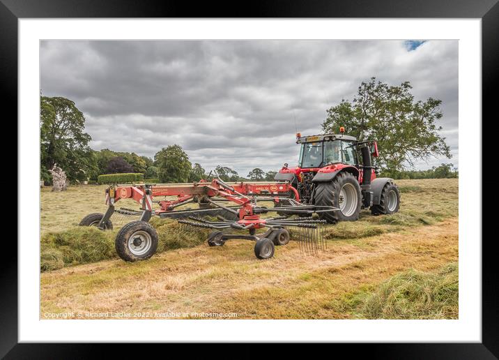 Hay Raking at Thorpe (1) Framed Mounted Print by Richard Laidler