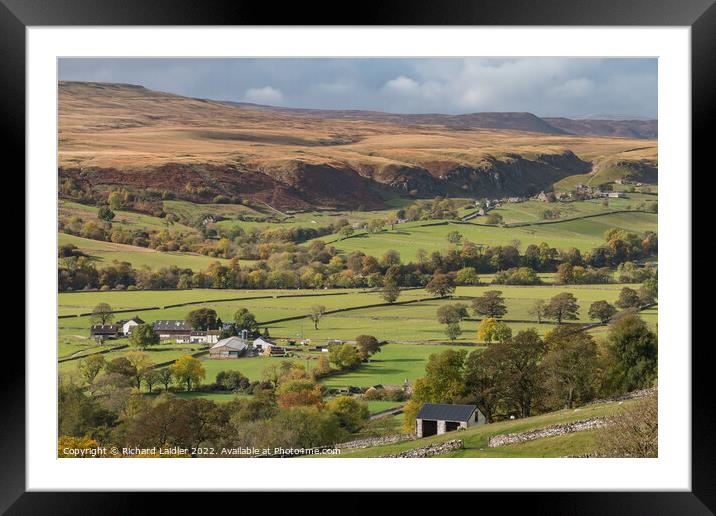Low Houses farm to Holwick from Middle Side, Teesdale Framed Mounted Print by Richard Laidler
