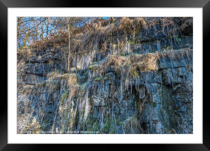Icicles at Bowlees Quarry, Teesdale Framed Mounted Print by Richard Laidler