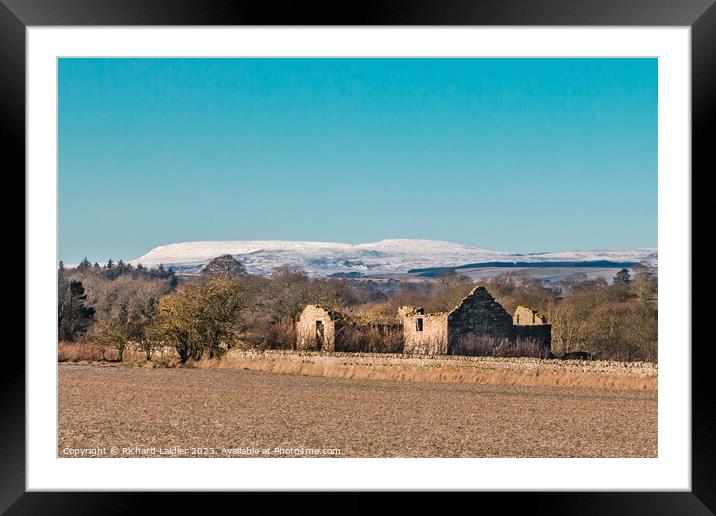 Snowy Cross Fell from Thorpe, Teesdale Framed Mounted Print by Richard Laidler
