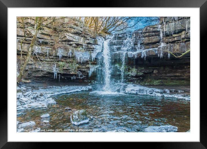Wintry Summerhill Force and Gibsons Cave, Teesdale Framed Mounted Print by Richard Laidler