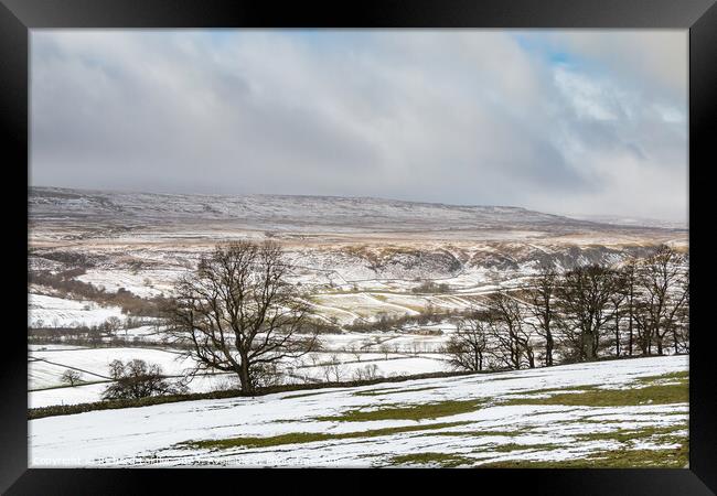 Holwick from Middle Side in Patchy Snow (2) Framed Print by Richard Laidler