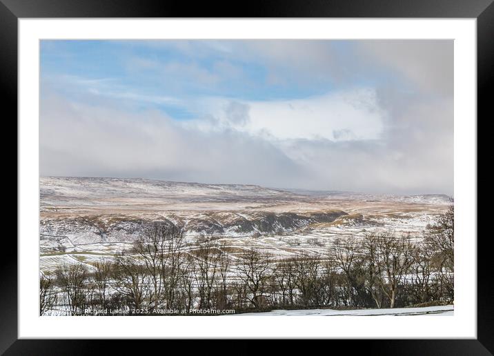 Holwick from Middle Side in Patchy Snow Framed Mounted Print by Richard Laidler