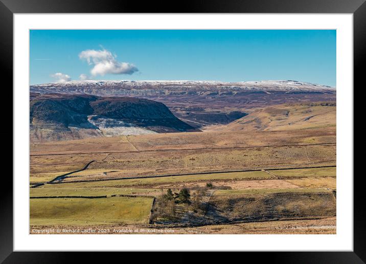 Mickle Fell, Cronkley Scar and Widdybank Fell, Tee Framed Mounted Print by Richard Laidler