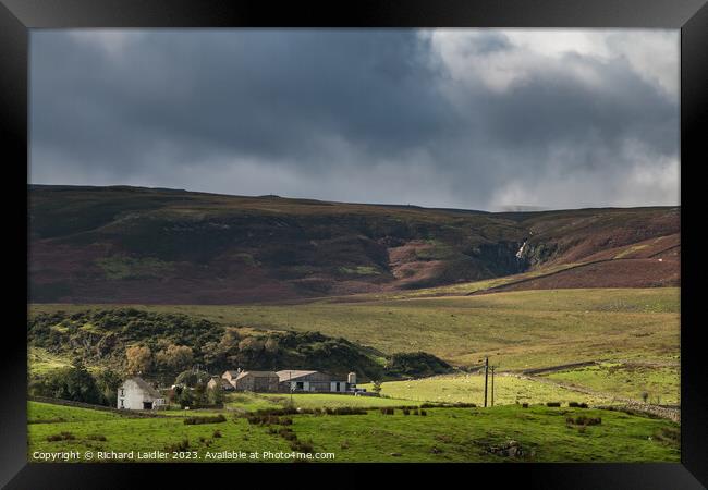 Spotlight on Cronkley and Hill End Farms, Teesdale Framed Print by Richard Laidler