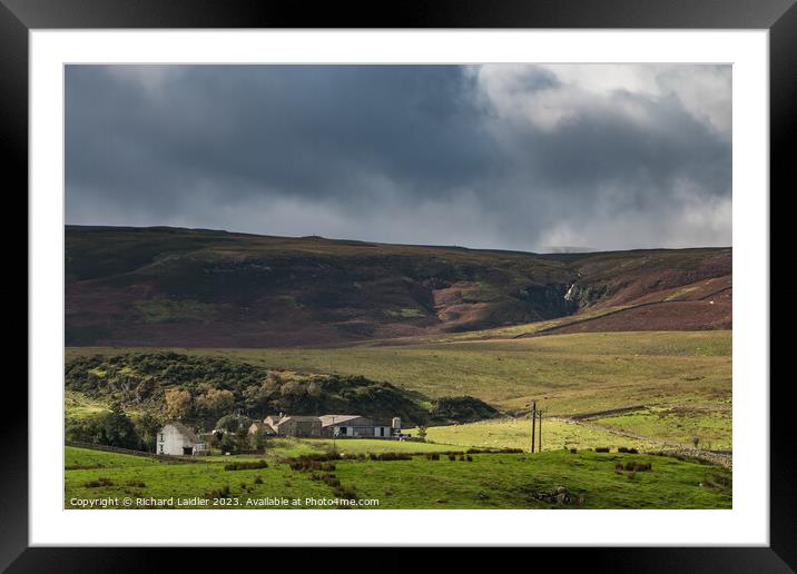 Spotlight on Cronkley and Hill End Farms, Teesdale Framed Mounted Print by Richard Laidler