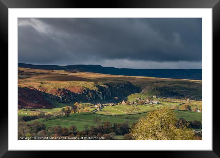 Holwick from Middle Side, Teesdale in Autumn Light Framed Mounted Print by Richard Laidler