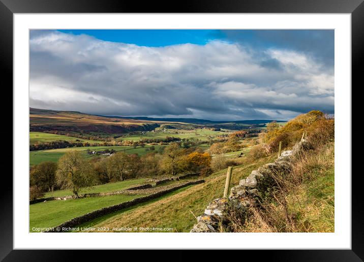 Towards Holwick, Teesdale from Middle Side in Autu Framed Mounted Print by Richard Laidler