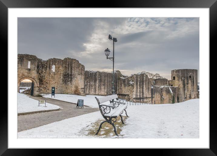 Barnard Castle Ruins, Teesdale, in Snow Framed Mounted Print by Richard Laidler