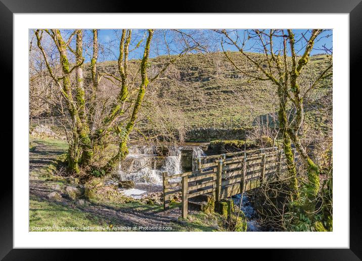 Footbridge and Waterfall on Ettersgill Beck, Teesdale Framed Mounted Print by Richard Laidler
