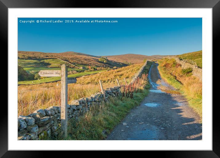 The Pennine Way towards Great Shunner Fell Framed Mounted Print by Richard Laidler