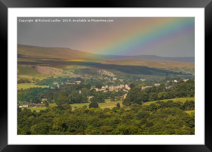 Rainbow over Middleton-in-Teesdale Framed Mounted Print by Richard Laidler
