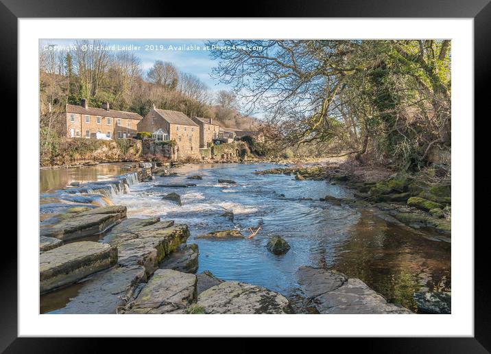 River Tees and Demesnes Mill, Barnard Castle Framed Mounted Print by Richard Laidler