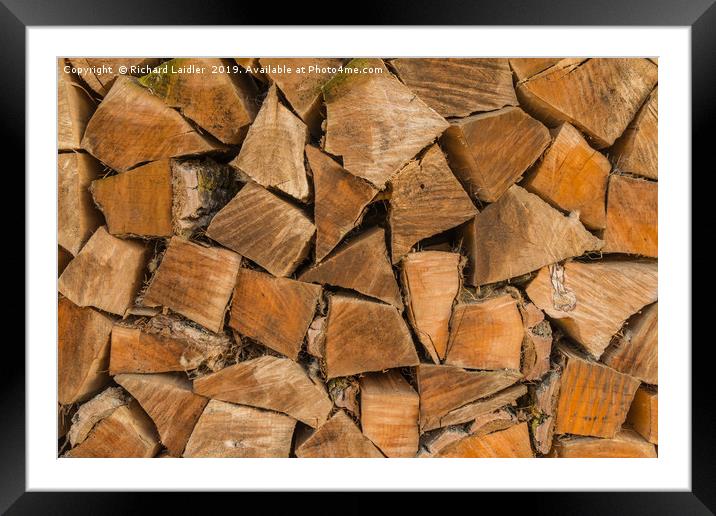 Split Firewood Log Stack Framed Mounted Print by Richard Laidler