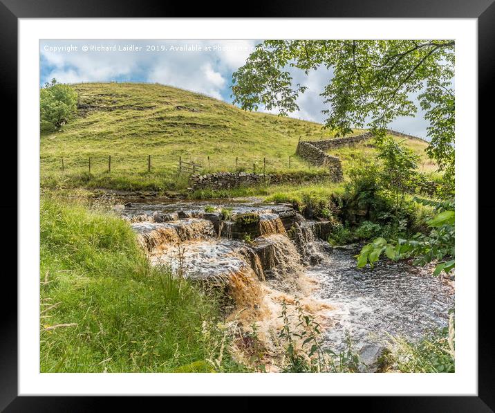 Ettersgill Beck Waterfall in Spate 2 Framed Mounted Print by Richard Laidler