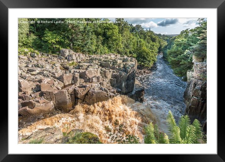 High Force Waterfall Teesdale - From The Top Down Framed Mounted Print by Richard Laidler