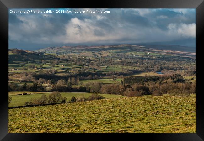 Winter Sun over Lunedale from Folly Top Framed Print by Richard Laidler