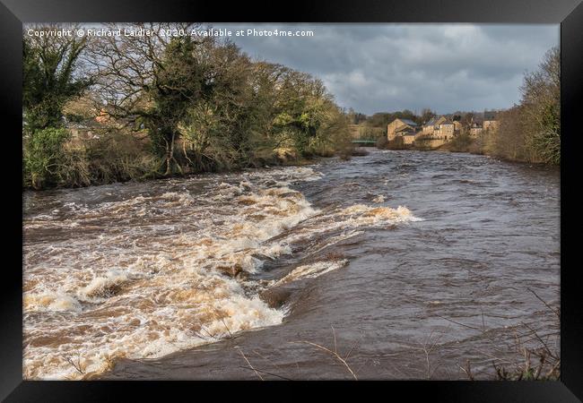 A Swollen River Tees at Barnard Castle, Teesdale Framed Print by Richard Laidler