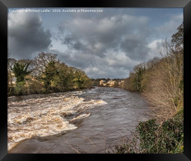 The River Tees in Flood at Barnard Castle Teesdale Framed Print by Richard Laidler