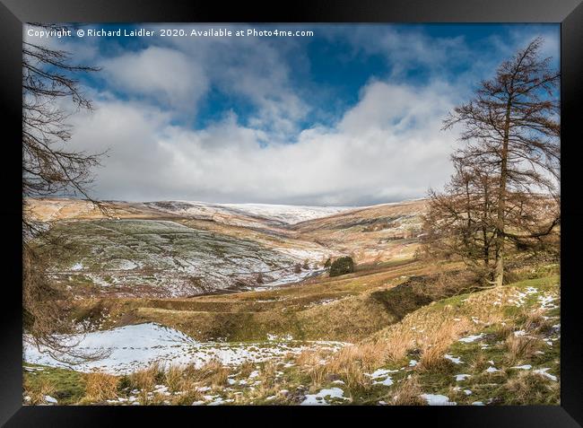 The Hudes Hope Valley in Winter Panorama Framed Print by Richard Laidler