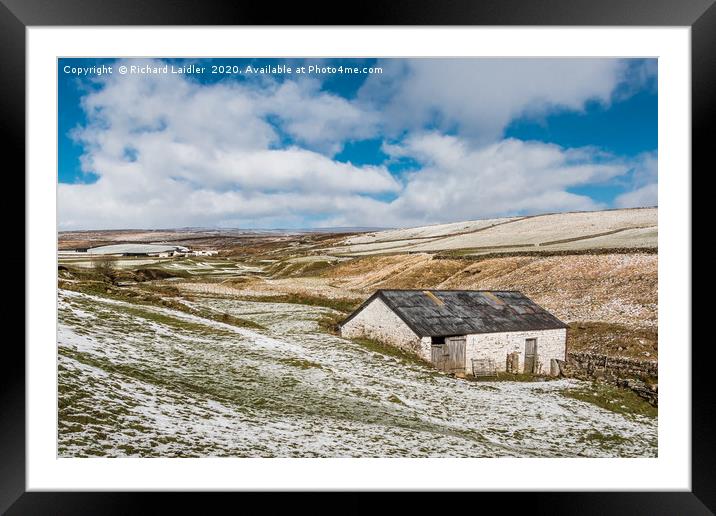 High Beck Head Farm, Upper Teesdale, in Snow Framed Mounted Print by Richard Laidler