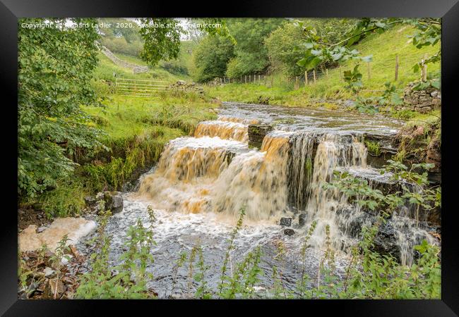 A Swollen Beck Waterfall in Upper Teesdale Framed Print by Richard Laidler