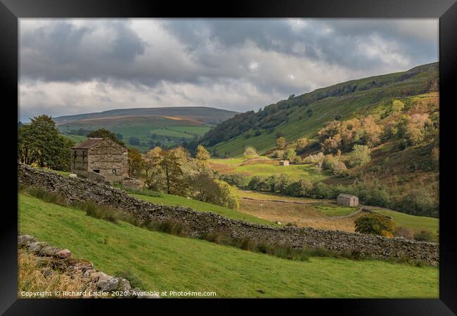 Swaledale Sunburst and Shadows Framed Print by Richard Laidler