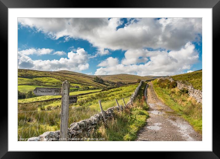 The Pennine Way down from Great Shunner Fell Framed Mounted Print by Richard Laidler