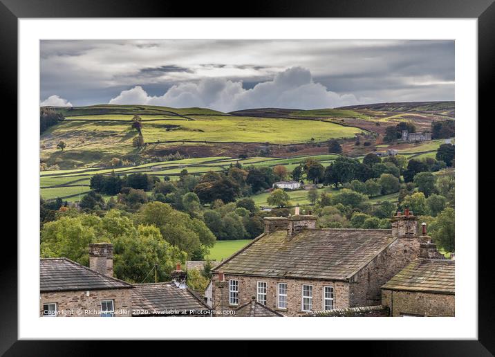 Grinton from Reeth, Swaledale Framed Mounted Print by Richard Laidler
