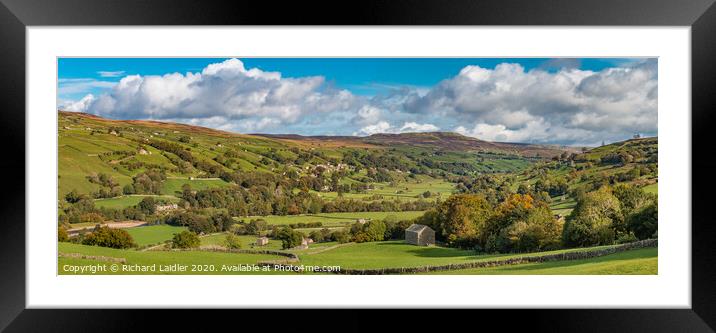 Swaledale Autumn Panorama, Low Row from Crackpot Framed Mounted Print by Richard Laidler