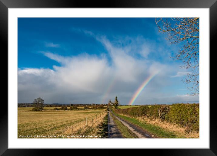 Double Rainbow at Van Farm, Thorpe, Teesdale Framed Mounted Print by Richard Laidler