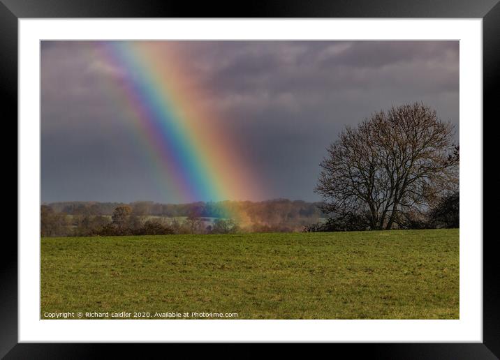 Double Rainbows End at Whorlton Framed Mounted Print by Richard Laidler