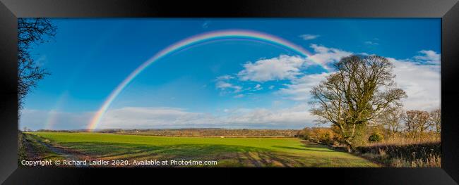 Double Rainbow at Thorpe Panorama Framed Print by Richard Laidler