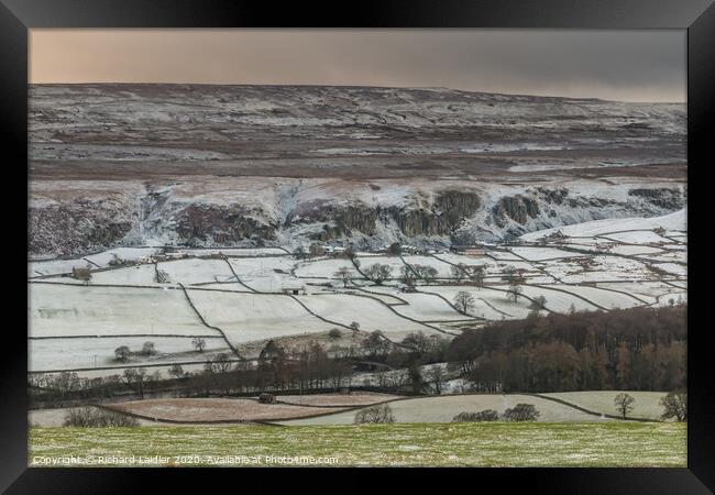 A Dusting of Snow on Holwick Upper Teesdale Framed Print by Richard Laidler