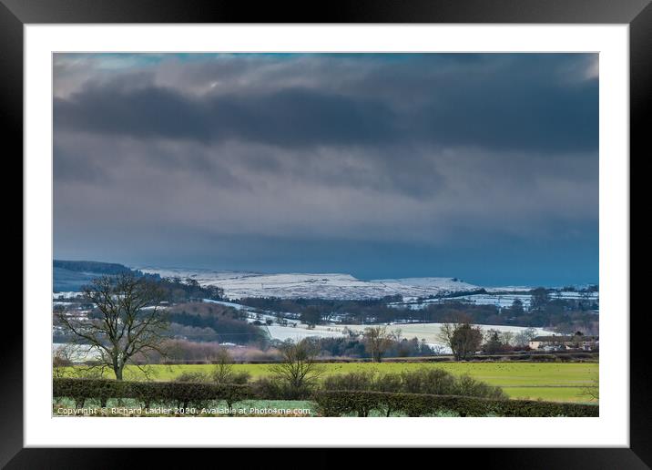 Snow and Dramatic Light on The Stang, Teesdale Framed Mounted Print by Richard Laidler