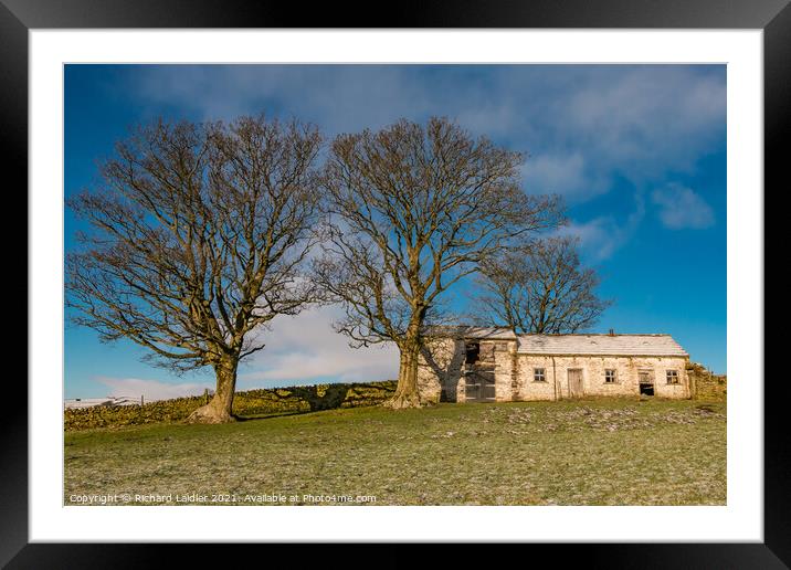 Teesdale Hilltop Barn in Winter Framed Mounted Print by Richard Laidler