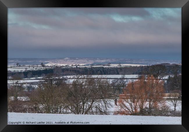 A Bright Patch in the Snowy Landscape Framed Print by Richard Laidler